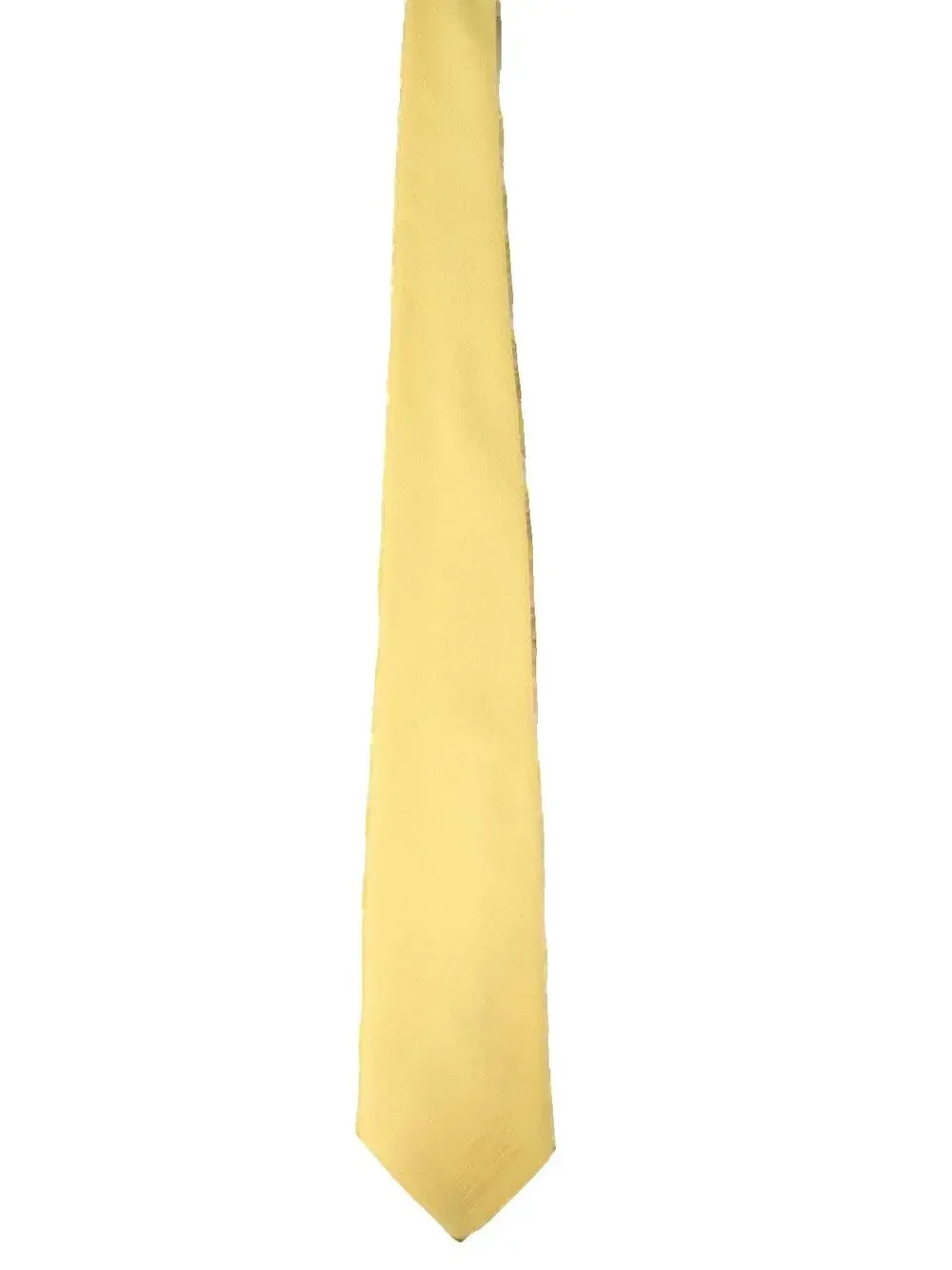 Vintage 1960s Sunny Yellow Textured Polyester Skinny Tie 3